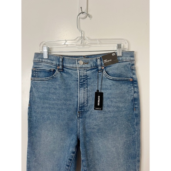Express High Waist Distressed Skinny Jeans Size 12 - Picture 2 of 8